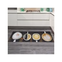tapis de cuisine 50x150 cm rectangulaire kitchmilk marron cuisine adapté au chauffage par le sol