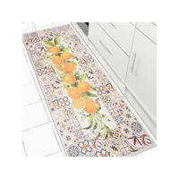 tapis de cuisine vinyle fruit 150x200 en pvc orange oeko-tex®